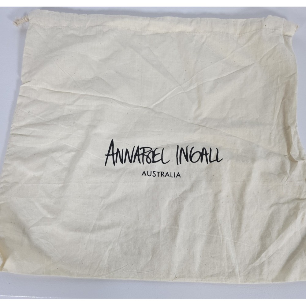 Annabel Ingall Womens Medium Dust Bag Beige Logo Drawstring Storage Cover Pouch
